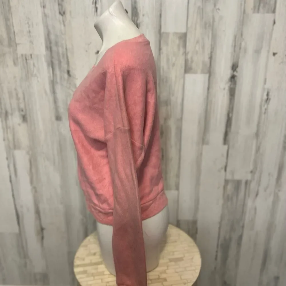 Live Love Dream Scoop Neck Sweatshirt Womens XL Coral Pink Cropped Fleece